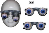 6x Bril met creepy ogen - PVC - Fun Thema feest halloween horror creepy festival