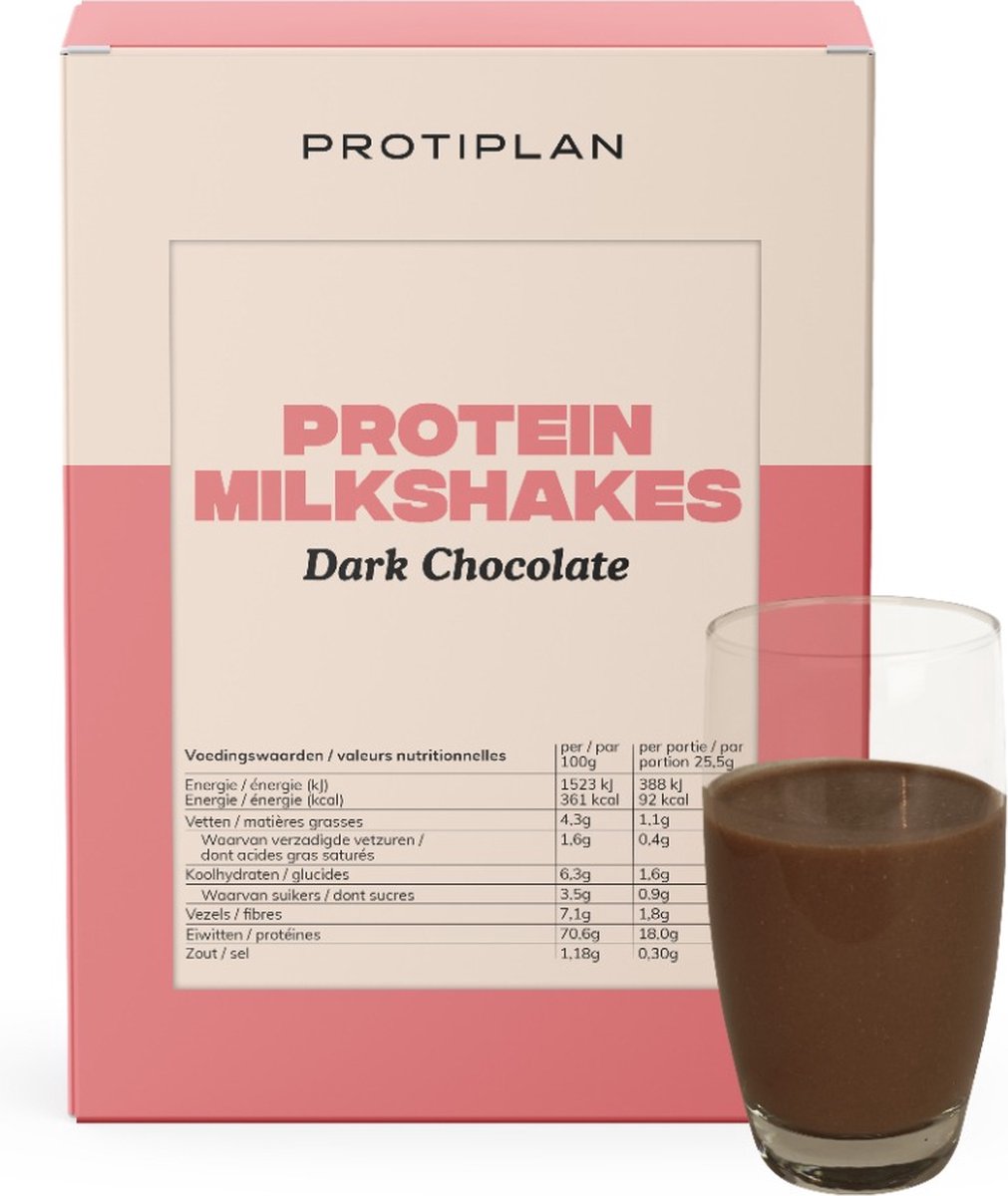 Goedkoopste Protiplan | Milkshake Chocolade Puur | 7 x 25,5 gram | Eiwitdieet | Proteïne shake | Past in een koolhydraatarme levensstijl