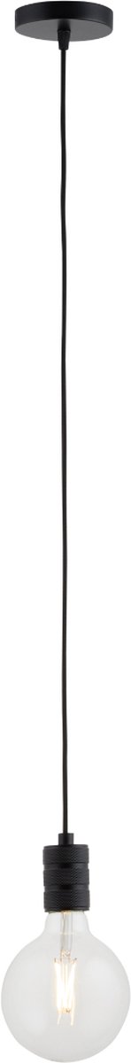 Pendel Mat Zwart - Inclusief Lichtbron Helder - Retro - 1.5m Snoer - Met Plafondkap