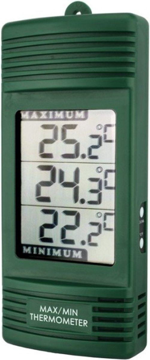 ETI Max/Min Thermometer - Ruimtethermometer Groen - Kamerthermometer - Onthoudt de hoogst en laagst gemeten temperatuur