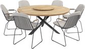 Veneto Prado dining tuinset 160 cm rond 7 delig antraciet teak 4 Seasons Outdoor