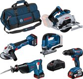 Bosch Professional Kit d'outils sans fil 5 pièces 18 V GSR+ GWS+ GKS+GSA+GST dans un sac à outils - 0615990N39