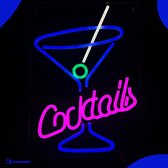 Neon Lamp - Cocktails - Incl. Ophanghaakjes - Neon Sign - Neon Verlichting - Neon Led Lamp - Wandlamp