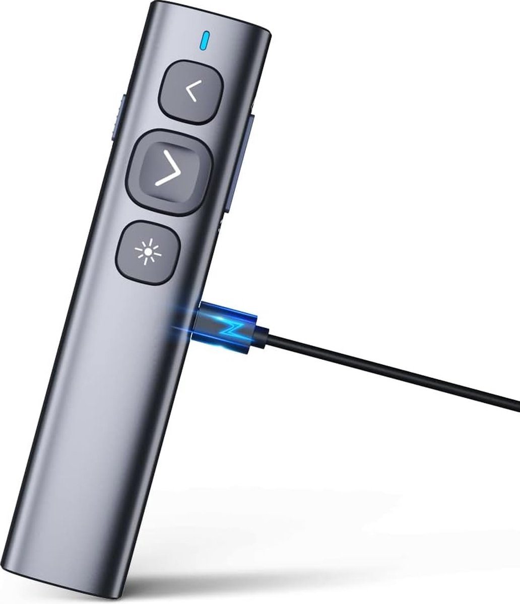 Image of Draadloze Oplaadbare Presentatie Clicker voor PowerPoint - Powerpoint Clicker - Draadloze Presenter - Presenter Afstandsbediening - 2.4GHz - USB-Oplaadbaar
