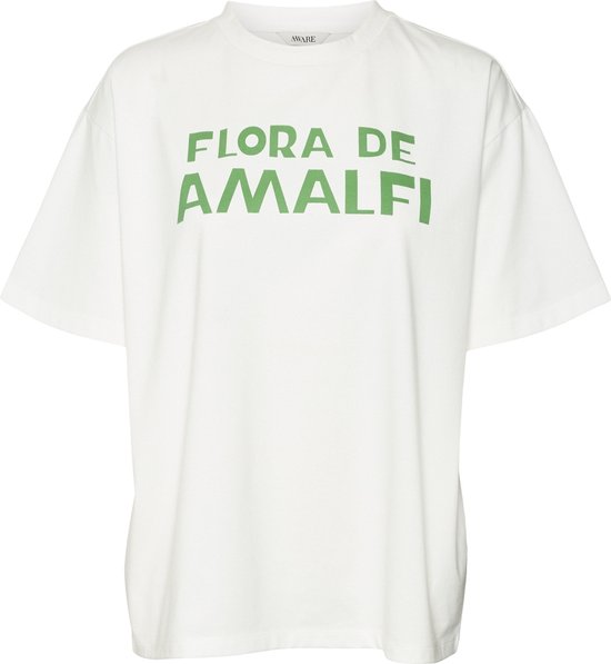 Vero Moda T-shirt Vmzoe Ss O-neck T-shirt Vma 10319721 Snow White/flora De A Dames Maat - L