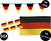 Landen versiering pakket Duitsland- gevelvlag Duitsland(150cmX90cm)-prikkertjes Duitsland(50stuks)-vlaggenlijn Duitsland(1stuks)-Europa party decoratie (Duitsland)