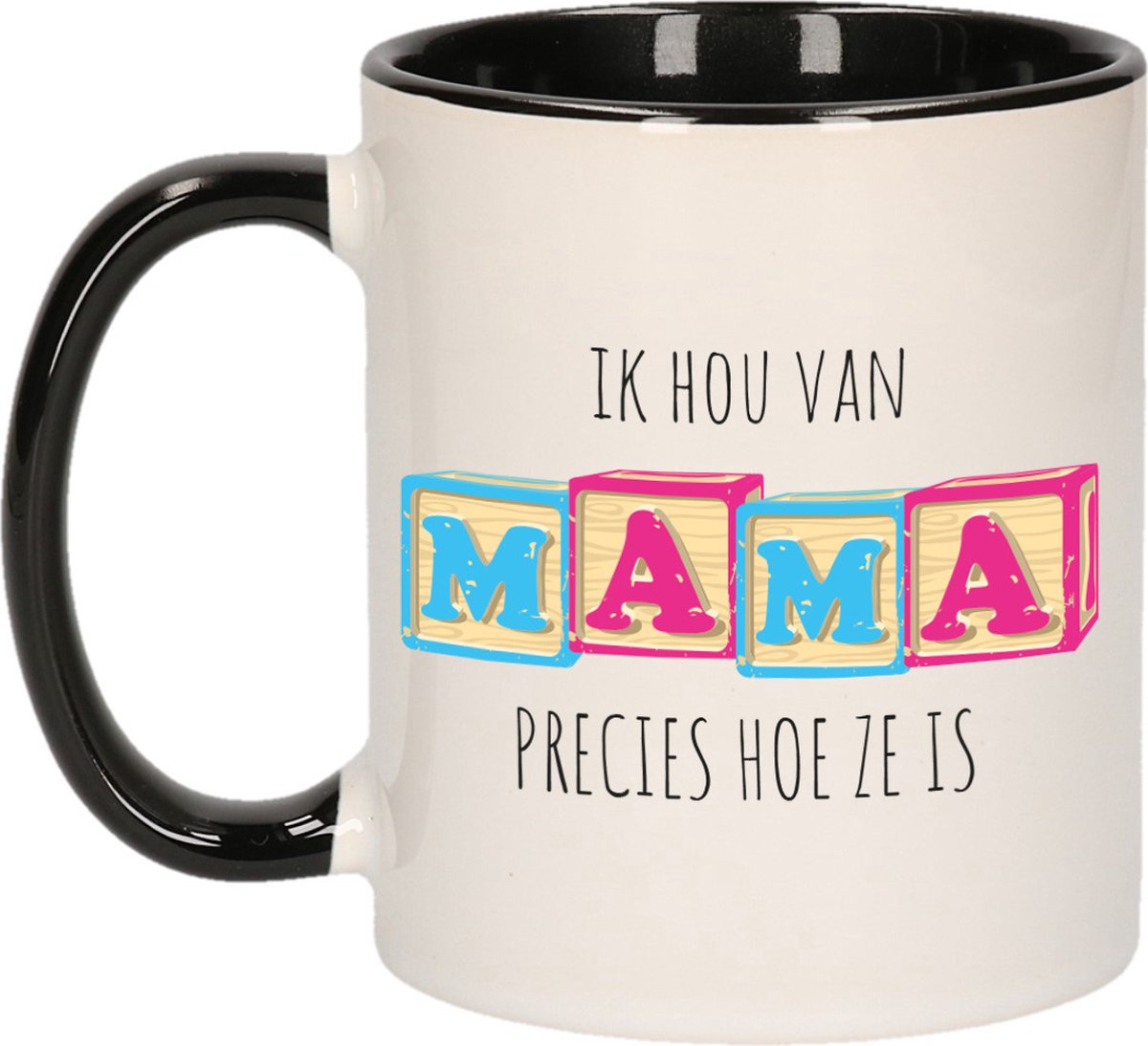 Bellatio Decorations Cadeau koffie/thee mok voor mama - zwart - liefde - keramiek - Moederdag