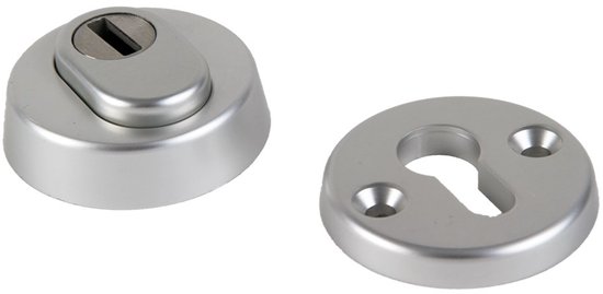 Zilverkleurige rozet met sleutelgat, rond model.
