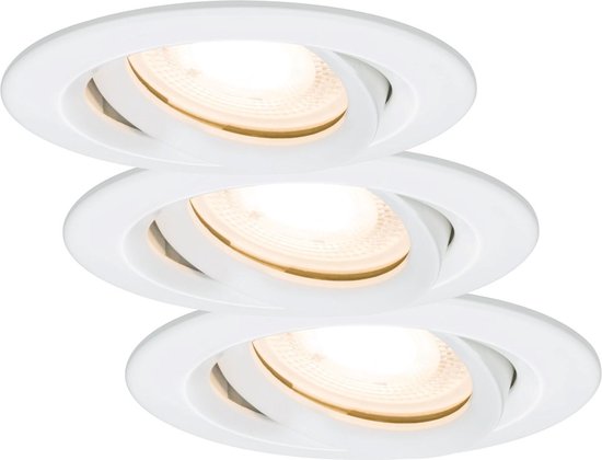 Paulmann Nova inbouwspot LED - IP65 - rond - IP65 - wit- set van 3 - zwenkbaar 7 W - GU10 - straalwaterdicht