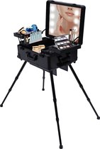 SureDeal® - Make up Tafel - Inklapbaar als Koffer - Spiegel met Verlichting - Led Lampen - Organizer - Vrouw Cadeau - 52x40x133cm