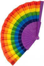 Handwaaier - Festival waaier - Spaanse waaier - Pride - 42 x 23 cm - Regenboog - Paars