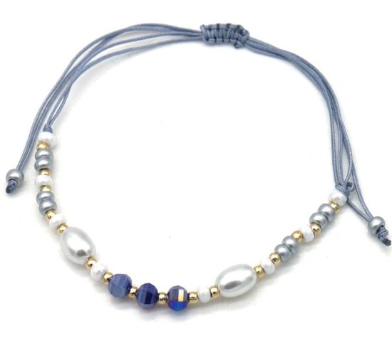 Bracelet Femme - Perles et Perles - Longueur Ajustable - Grijs