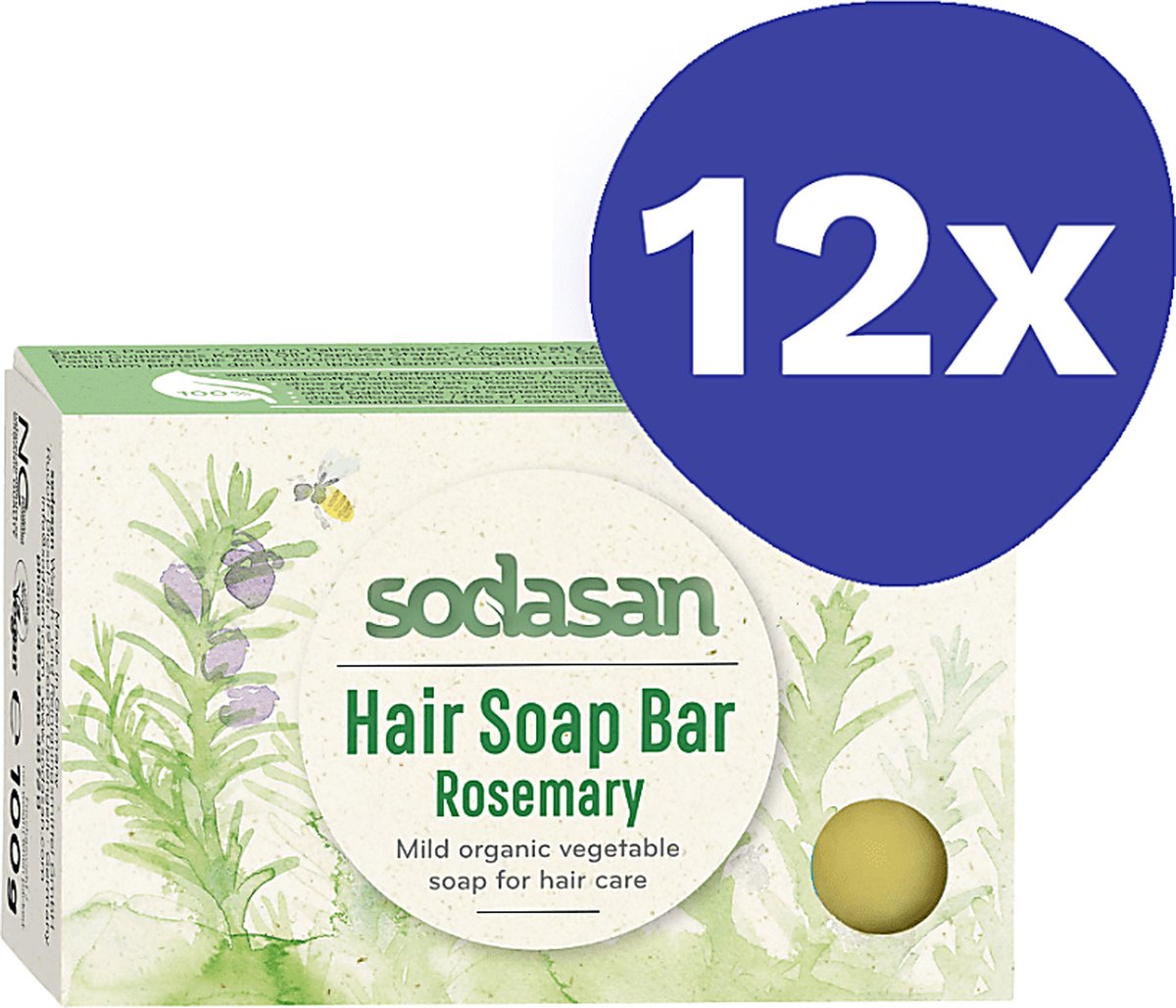 Sodasan Haar Zeep Rozemarijn (12x 100g)