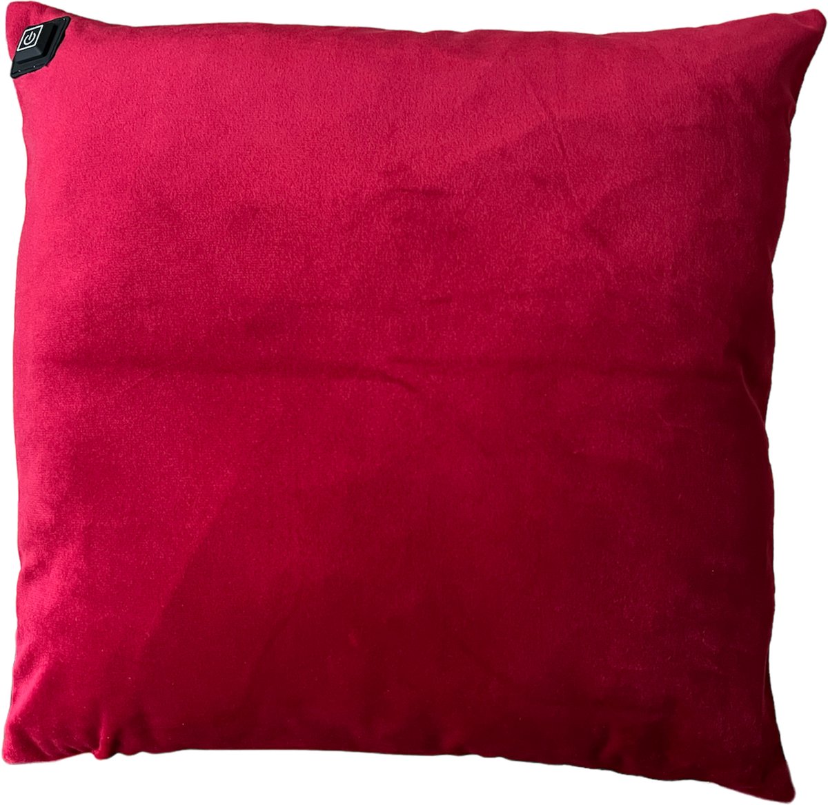 Warmpi Draadloos Warmtekussen incl. Powerbank (10.000mah) Fluweel Bordeaux Rood Het verwarmde kussen heeft ook kabel van 3m voor opwarming via stopcontact of USB Poort 3 warmtestanden Afmeting 45x45 cm zachte velvet stof