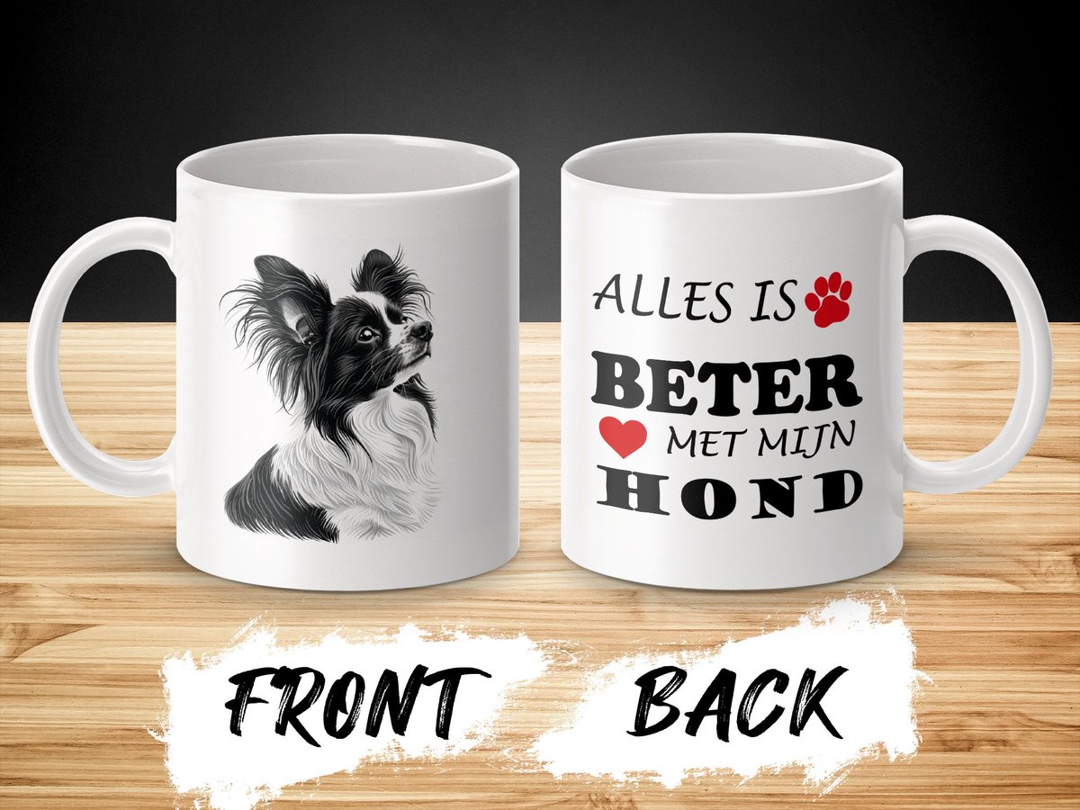 Mok Papillon Alles is beter met mijn hond - dog - doglover