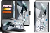 Hoesje geschikt voor Samsung Galaxy S24 Ultra - Screenprotector PET - Portemonnee Book Case Zwart