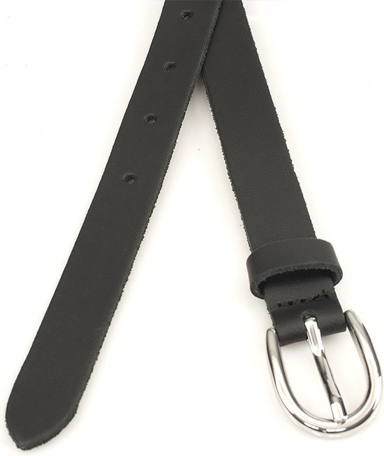 Thimbly Belts Dames riem zwart - dames riem - 2 cm breed - Zwart - Echt Leer - Taille: 105cm - Totale lengte riem: 120cm