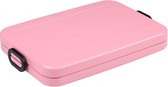 Boîte à lunch plate, capacité 900 ml, boîte à lunch pour sac d'ordinateur portable, pour jusqu'à 4 sandwichs, passe au lave-vaisselle, ABS, 800 ml, Nordic Pink (rose)