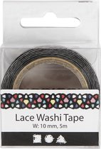 Lace Washi Tape , B: 10 mm, 5 m/ 1 rol