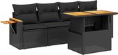 vidaXL-5-delige-Loungeset-met-kussens-poly-rattan-zwart