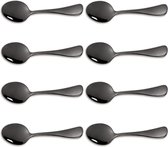 18/8 roestvrijstalen espressolepels, 8 stuks 13,7 cm mini-koffielepels, kleine lepel, dessert- en theelepels (zwart)