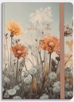 Hobbit - Soft Pocket Agenda - 2024-2025 - 1 week op 2 pagina's - A6 (14 x 10,5 cm) - Veldbloemen Oranje Geel