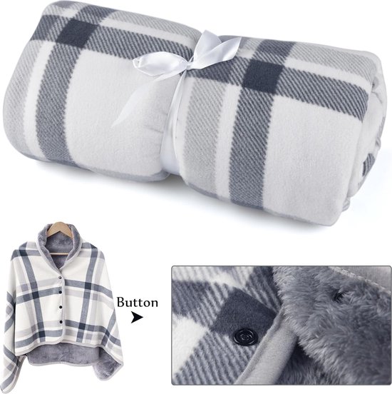 Generisch Dames poncho, winter warme cape, dames poncho fleece