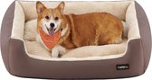 FEANDREA lit pour chien, panier pour chien avec kussen réversible, 85 x 65 x 21 cm, marron PGW04Z