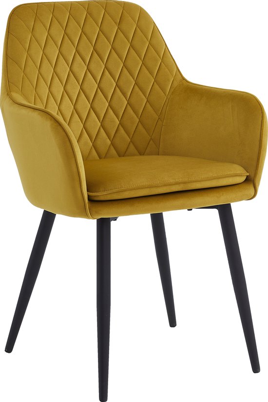 Colenis® - Chaise de salle à manger Laura - Set de 2 - Jaune ocre - Velours - Design