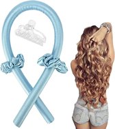 Set van 2, Heatless Hair Curlers, Curling Ribbon Hair, Heatless Curl Ribbon voor lang en halflang haar, krulspeldenset voor 's nachts, lichtblauw
