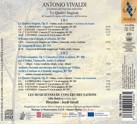 Alfia Bakieva, Les Musiciennes Du Concert Des Nations & Jordi Savall - Vivaldi: Le Quattro Stagioni (2 Super Audio CD) - Alfia Bakieva, Les Musiciennes Du Concert Des Nations & Jordi Savall