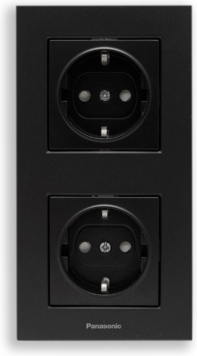 Panasonic -Zwarte Stopcontact-WCD-Verticaal-Inbouw-Karreplus Serie