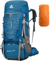Avoir Avoir®-Hiking Backpack Rugzak - Capaciteit 75L - Backpacks-Kamperen en Wandelen - Blauw - Waterzak uitgang - Ritssluitingszakken - Regenhoes
