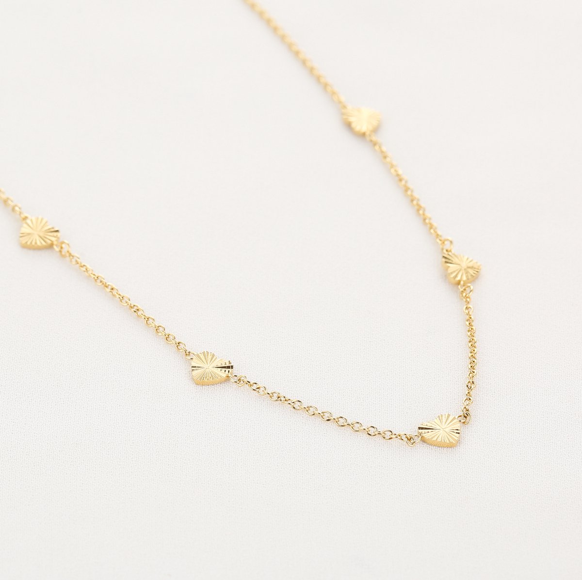 MICHELLEbijou - ketting - hartjes - stainlessteel - goud