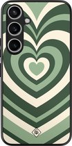 Casimoda® hoesje - Geschikt voor Samsung Galaxy A55 - Hart Swirl Groen - Zwart TPU Backcover - Geometrisch patroon - Groen