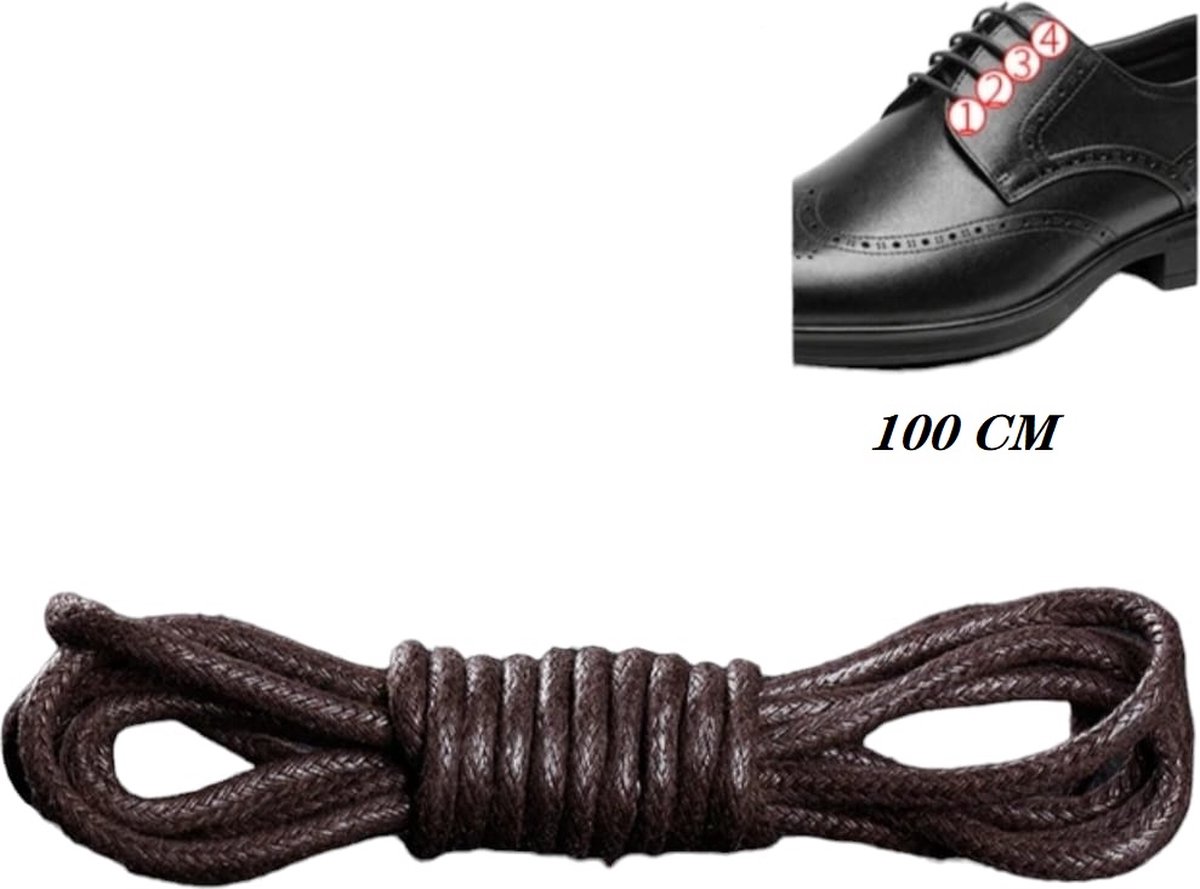 Ronde schoenveters Bruin -Gewaxt- Youhomy Shoelaces-veter 100 CM-Geschikt voor leder schoenen | Leder laarzen veters