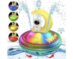 foto van Badspeelgoed Baby – Vliegtuig & UFO Met Fontein, Licht en Muziek – Interactief Speelgoed voor in Bad – Vanaf 6 Maanden - Badspeeltjes - Badspeelgoed
