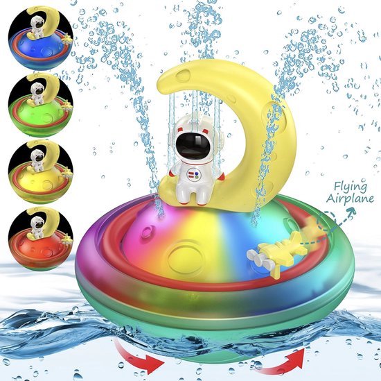 Badspeelgoed Baby – Vliegtuig & UFO Met Fontein, Licht en Muziek – Interactief Speelgoed voor in Bad – Vanaf 6 Maanden - Badspeeltjes - Badspeelgoed