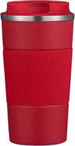 Koffiebeker To Go - Thermosbeker - Travel Mug - Theebeker - Roestvrij Staal - RVS - Rood - 380 ml