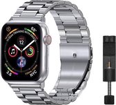 Luxe Metalen Armband geschikt voor Apple Watch Series 1/2/3/4/5/6/7/8/SE/ 38/40/41mm Horloge Bandje - iWatch Schakel Polsband Strap RVS - Stainless Steel Watch Band - Zilver