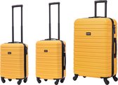 BlockTravel kofferset 3 delig ABS ruimbagage en handbagage 29 39 en 74 liter - inbouw TSA slot - geel