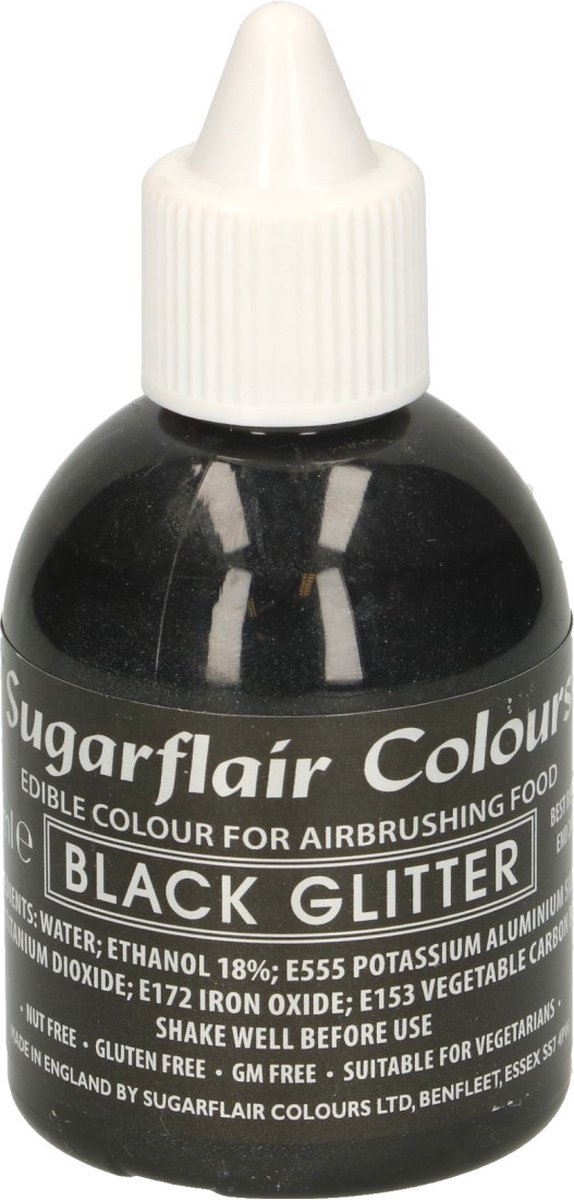Sugarflair Airbrush Kleurstof - Glitter Zwart - 60ml - Eetbare Kleurstof