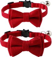 Dog Halsband Kat - Kattenhalsband - Poezenband - strik - halsband - vlinderdas - zijde - vlinderstrik - verstelbare afgescheiden - met Bell en Afneembare Strikje