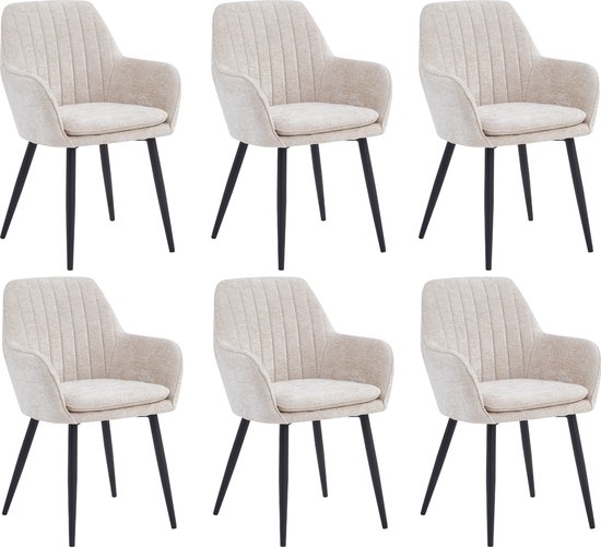 Colenis® - Chaise de salle à manger Lavinia - Set de 6 - Beige - Chenille - Design