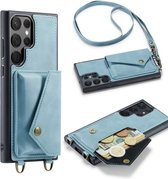 Casemania –geschikt voor Samsung Galaxy S23 Ultra – Crossbody – Back Cover met Koord – incl. Opberg vak - Licht Blauw