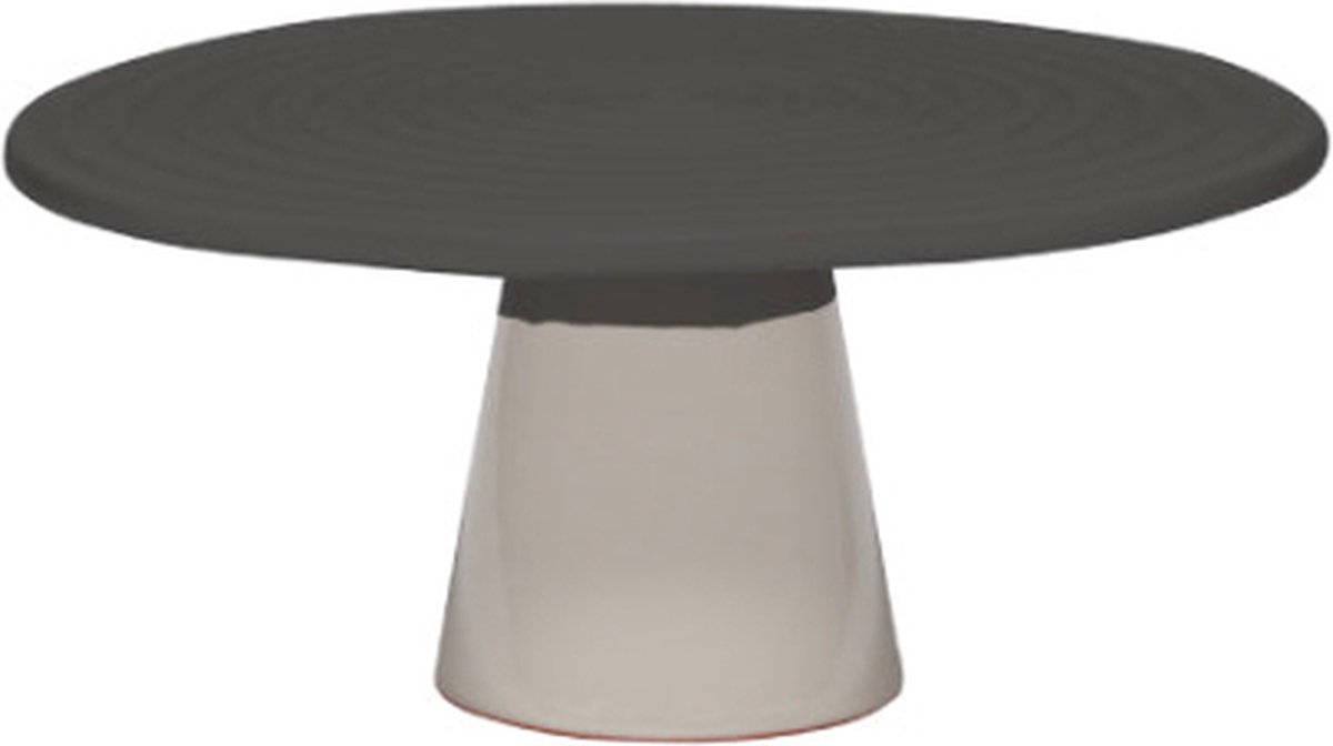 Dutchdeluxes - Gebakken keramiek - Taartplateau - Medium - 25 cm diameter - Grijs/wit