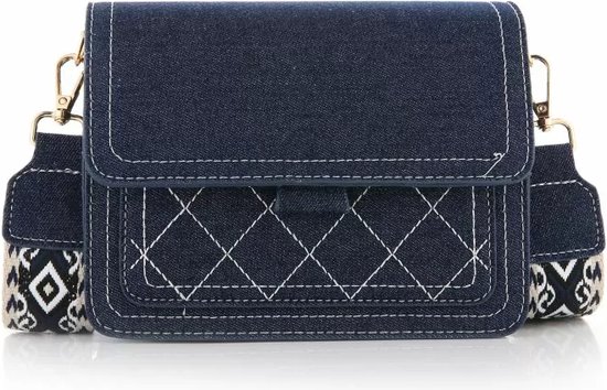 Schoudertas met luxe schouderband - Denim - Dark Navy Blue - Dames - 20 x 15 x 8 cm