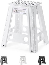 Opstapkruk 46 cm inklapbaar wit opvouwbaar tot 136 kg voor volwassenen pop up stool