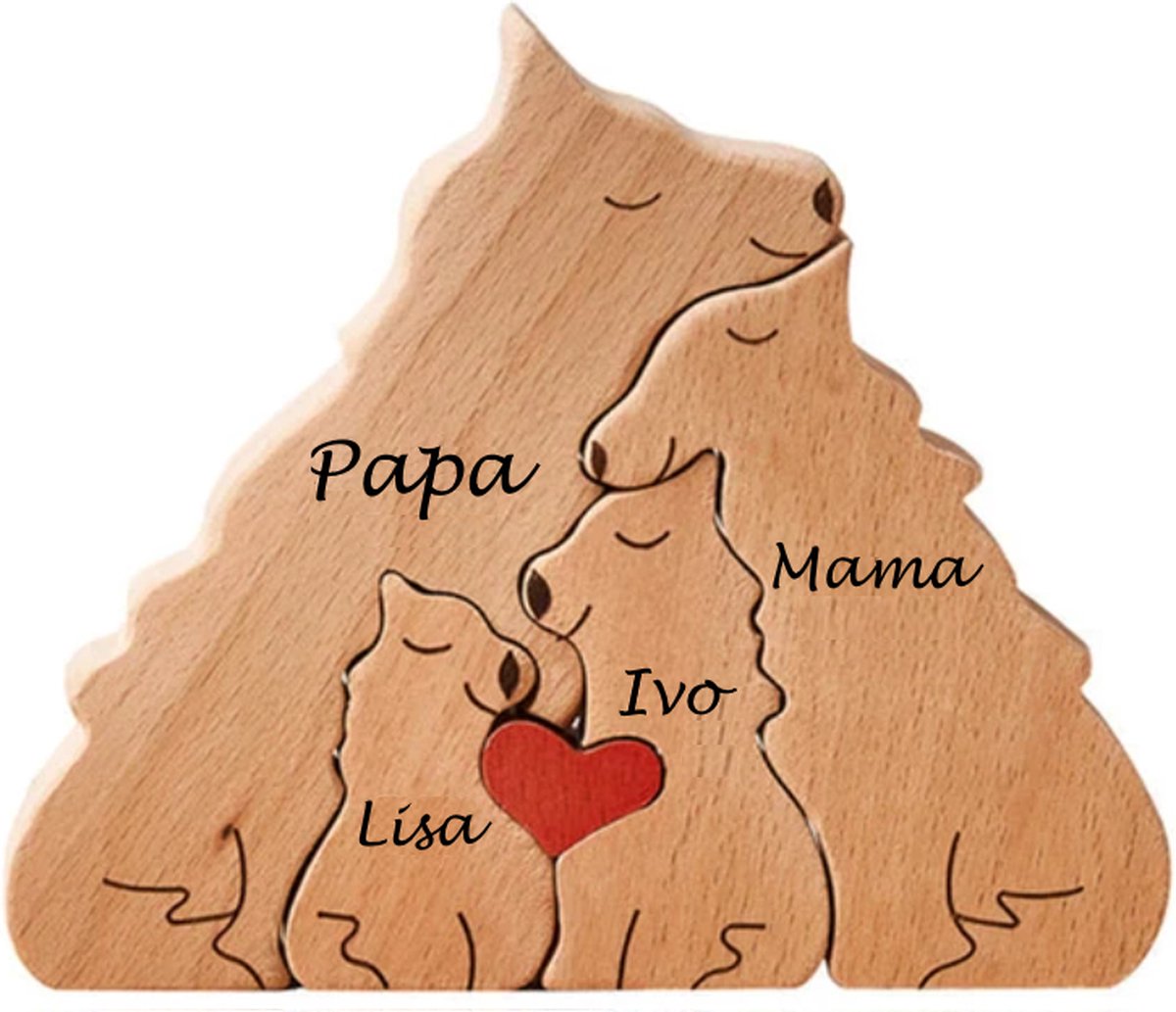 Goedkoopste Gepersonaliseerde wolven roedel - 4 wolven - geboorte - kraam cadeau - puzzel - honden familie