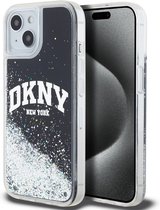 DKNY Liquid Glitter Arch Logo Back Case - Geschikt voor Apple iPhone 14 (6.1") - Zwart/Zilver
